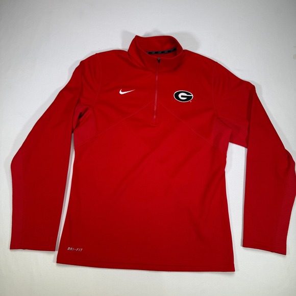 Nike Georgia Bulldogs Dri-Fit Quarter Zip Pullover Jacket Mens Small - Picture 1 of 4